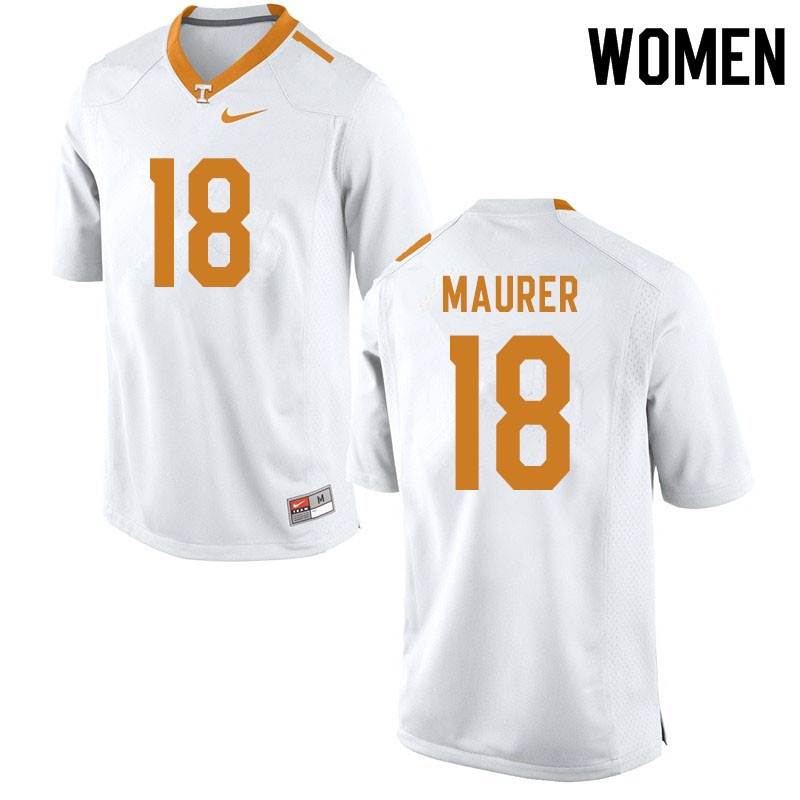 Women #18 Brian Maurer Tennessee Volunteers College Football Jerseys Sale-White - Click Image to Close